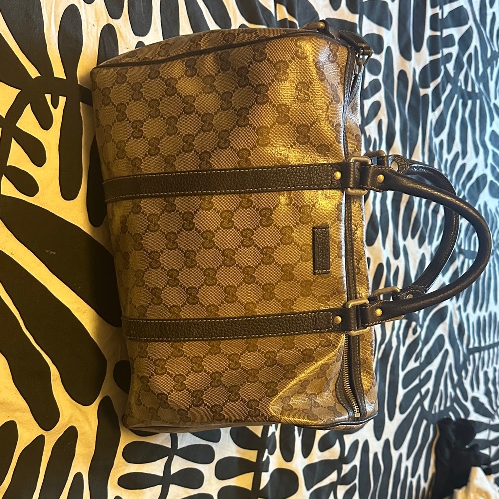 Gucci Gold and Brown Satchel